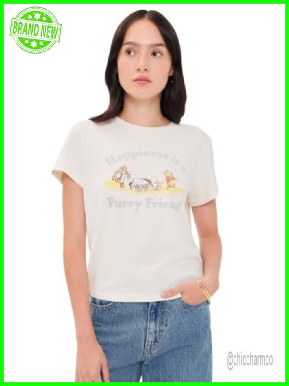 RE/DONE Classic Fit Pooh Friend Graphic Tee Crew Neck Short Sleeve